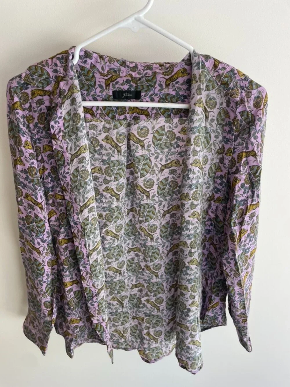 J.Crew Lavender Silk Tiger Floral Print Blouse